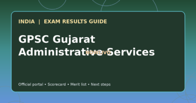 Illustrated NOWLIVO guide to checking GPSC Gujarat Administrative Services examination results and official scorecards