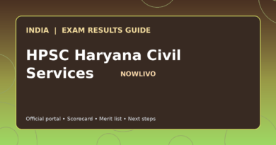 Illustrated NOWLIVO guide to checking HPSC Haryana Civil Services examination results and official scorecards