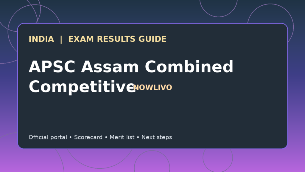 Illustrated NOWLIVO guide to checking APSC Assam Combined Competitive examination results and official scorecards