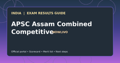 Illustrated NOWLIVO guide to checking APSC Assam Combined Competitive examination results and official scorecards