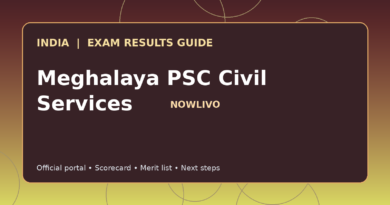 Illustrated NOWLIVO guide to checking Meghalaya PSC Civil Services examination results and official scorecards