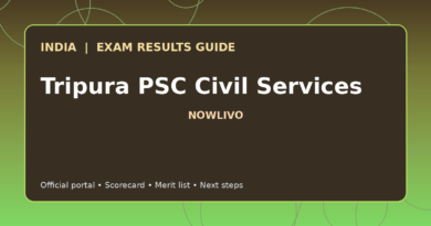 Illustrated NOWLIVO guide to checking Tripura PSC Civil Services examination results and official scorecards