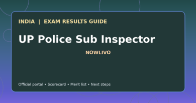 Illustrated NOWLIVO guide to checking UP Police Sub Inspector examination results and official scorecards