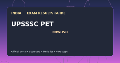 Illustrated NOWLIVO guide to checking UPSSSC PET examination results and official scorecards