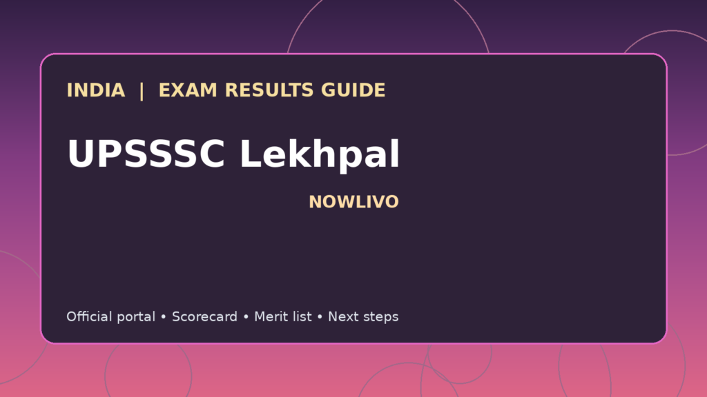 Illustrated NOWLIVO guide to checking UPSSSC Lekhpal examination results and official scorecards