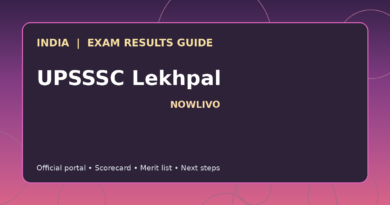 Illustrated NOWLIVO guide to checking UPSSSC Lekhpal examination results and official scorecards