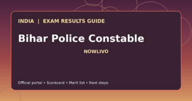 Illustrated NOWLIVO guide to checking Bihar Police Constable examination results and official scorecards