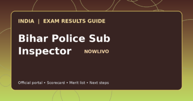 Illustrated NOWLIVO guide to checking Bihar Police Sub Inspector examination results and official scorecards