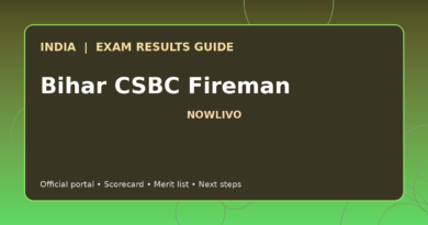 Illustrated NOWLIVO guide to checking Bihar CSBC Fireman examination results and official scorecards