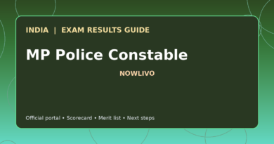 Illustrated NOWLIVO guide to checking MP Police Constable examination results and official scorecards