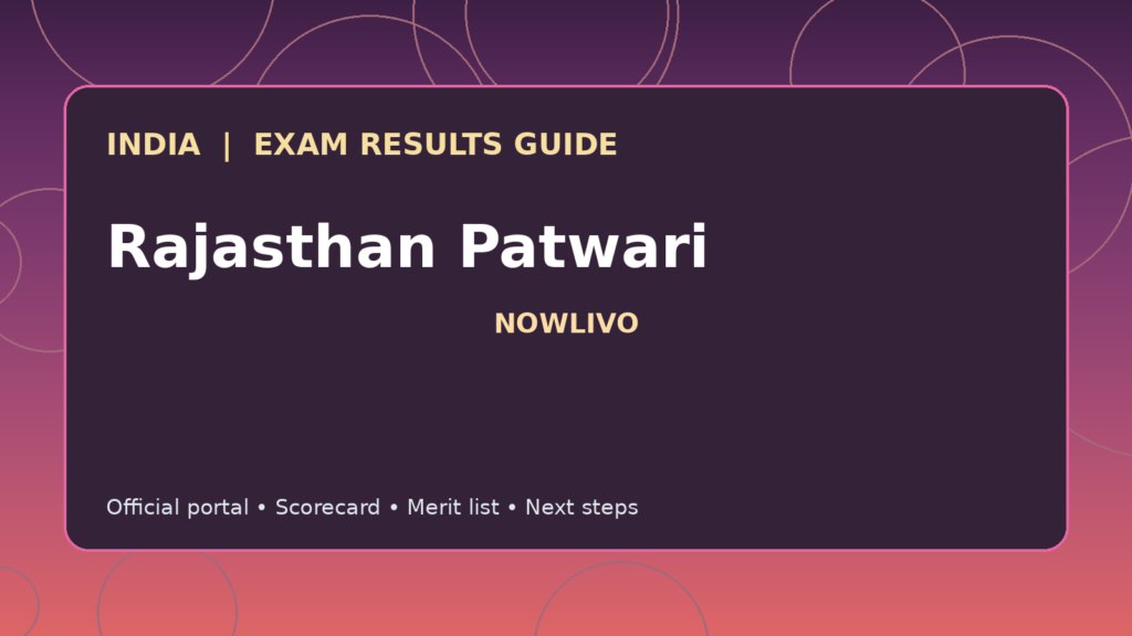 Illustrated NOWLIVO guide to checking Rajasthan Patwari examination results and official scorecards
