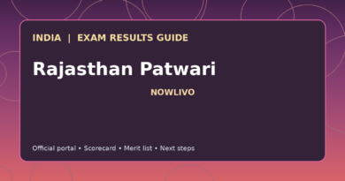 Illustrated NOWLIVO guide to checking Rajasthan Patwari examination results and official scorecards
