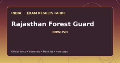 Illustrated NOWLIVO guide to checking Rajasthan Forest Guard examination results and official scorecards