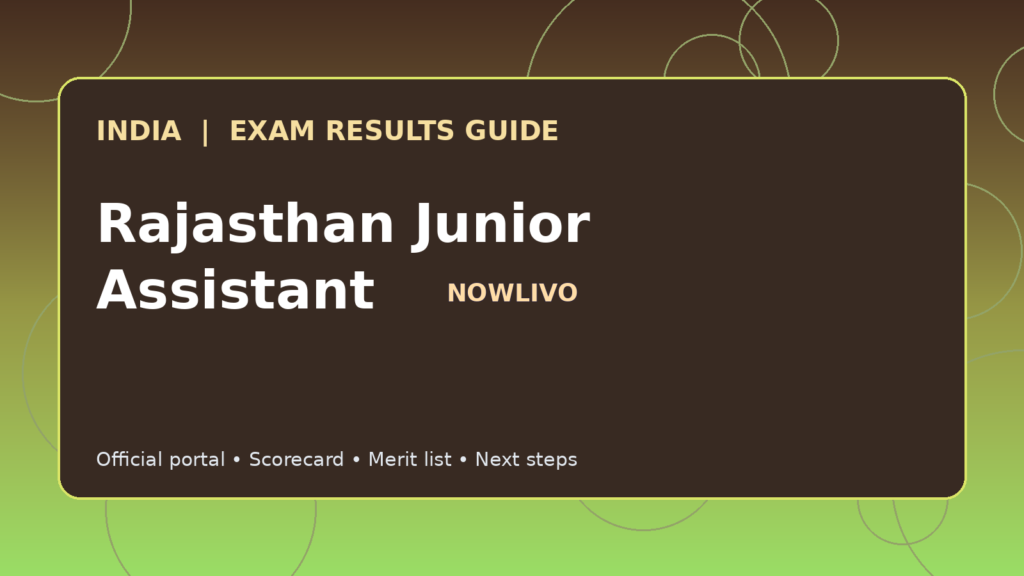 Illustrated NOWLIVO guide to checking Rajasthan Junior Assistant examination results and official scorecards