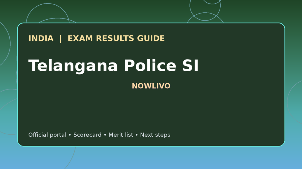 Illustrated NOWLIVO guide to checking Telangana Police SI examination results and official scorecards