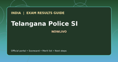Illustrated NOWLIVO guide to checking Telangana Police SI examination results and official scorecards