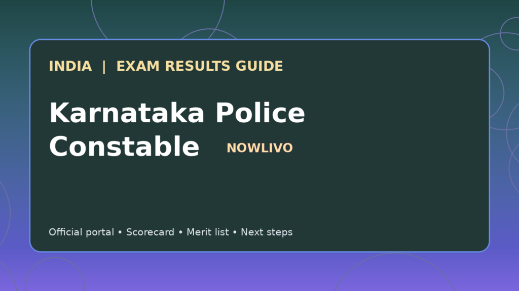 Illustrated NOWLIVO guide to checking Karnataka Police Constable examination results and official scorecards