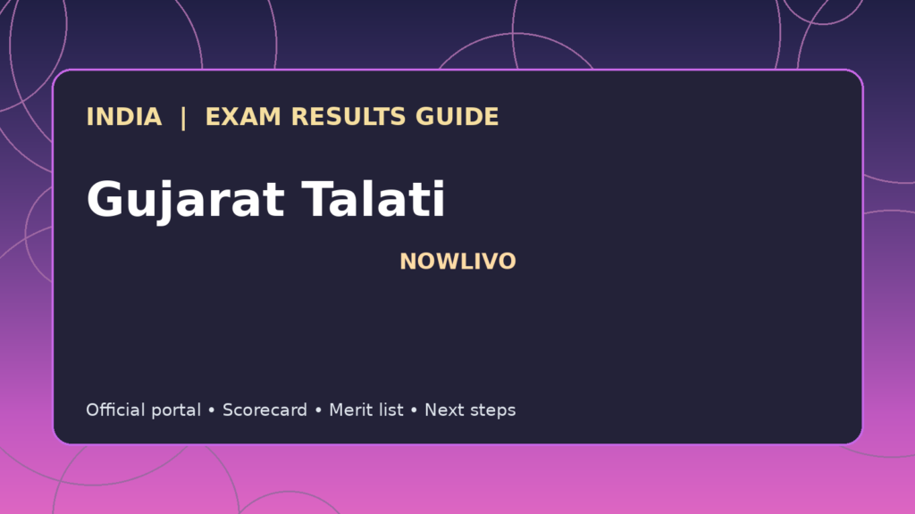 Illustrated NOWLIVO guide to checking Gujarat Talati examination results and official scorecards