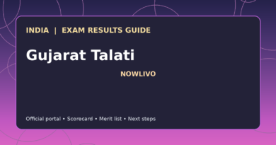 Illustrated NOWLIVO guide to checking Gujarat Talati examination results and official scorecards
