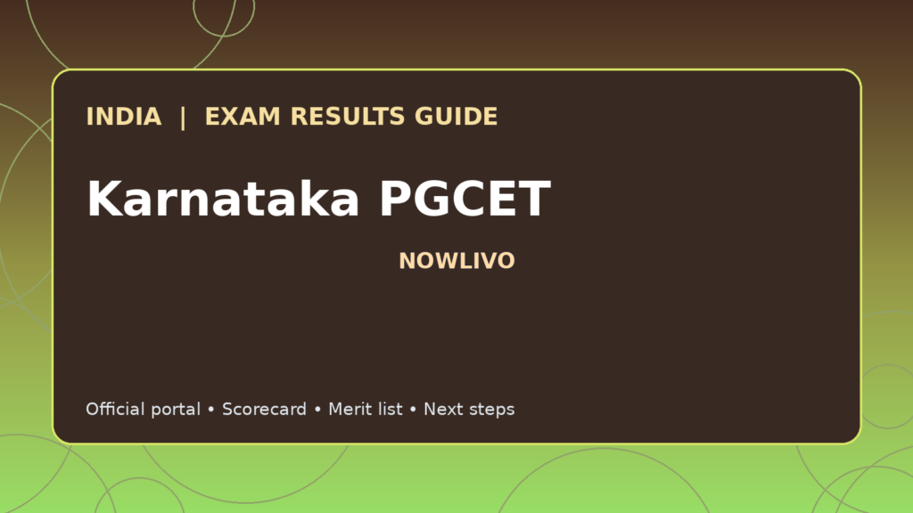 Illustrated NOWLIVO guide to checking Karnataka PGCET examination results and official scorecards