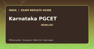Illustrated NOWLIVO guide to checking Karnataka PGCET examination results and official scorecards