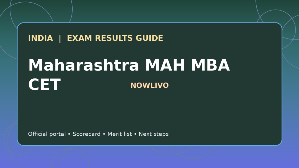 Illustrated NOWLIVO guide to checking Maharashtra MAH MBA CET examination results and official scorecards