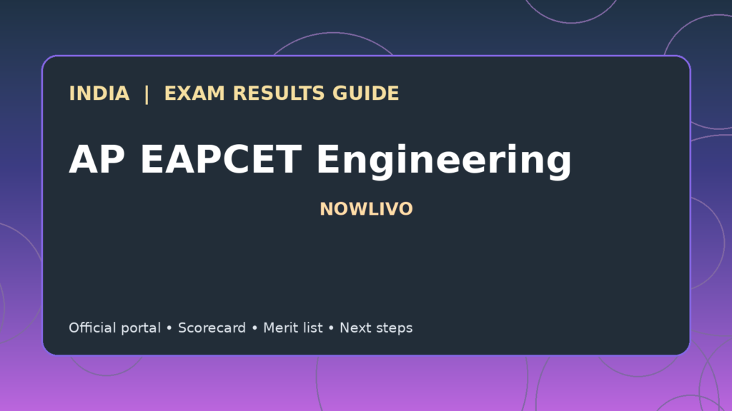 Illustrated NOWLIVO guide to checking AP EAPCET Engineering examination results and official scorecards