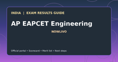 Illustrated NOWLIVO guide to checking AP EAPCET Engineering examination results and official scorecards