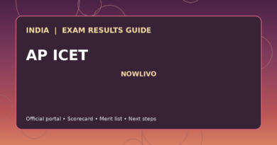 Illustrated NOWLIVO guide to checking AP ICET examination results and official scorecards