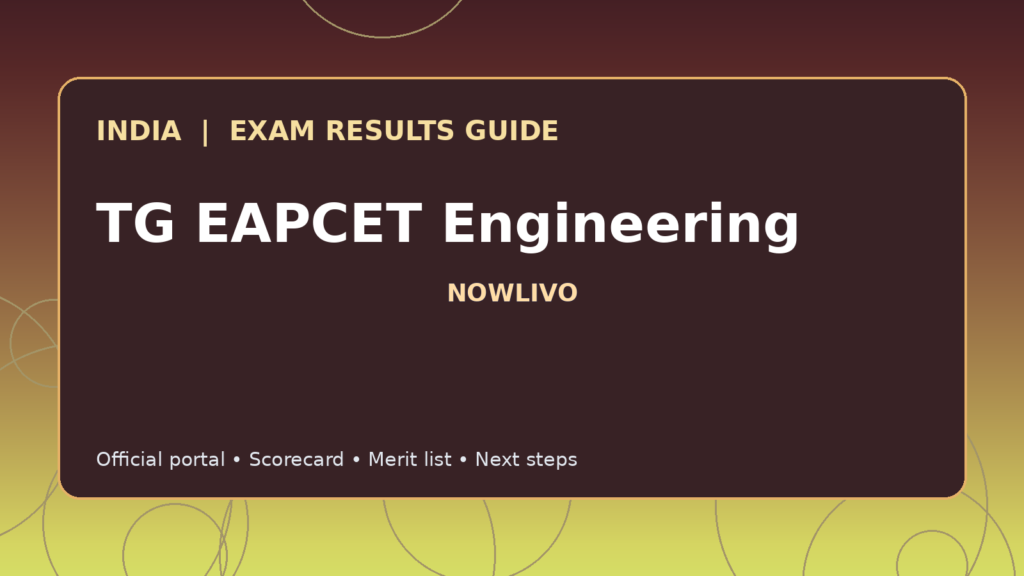 Illustrated NOWLIVO guide to checking TG EAPCET Engineering examination results and official scorecards