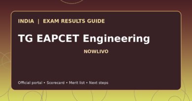 Illustrated NOWLIVO guide to checking TG EAPCET Engineering examination results and official scorecards