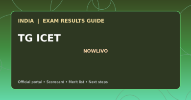 Illustrated NOWLIVO guide to checking TG ICET examination results and official scorecards