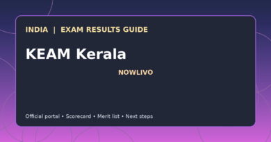 Illustrated NOWLIVO guide to checking KEAM Kerala examination results and official scorecards