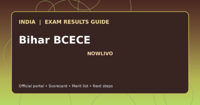 Illustrated NOWLIVO guide to checking Bihar BCECE examination results and official scorecards