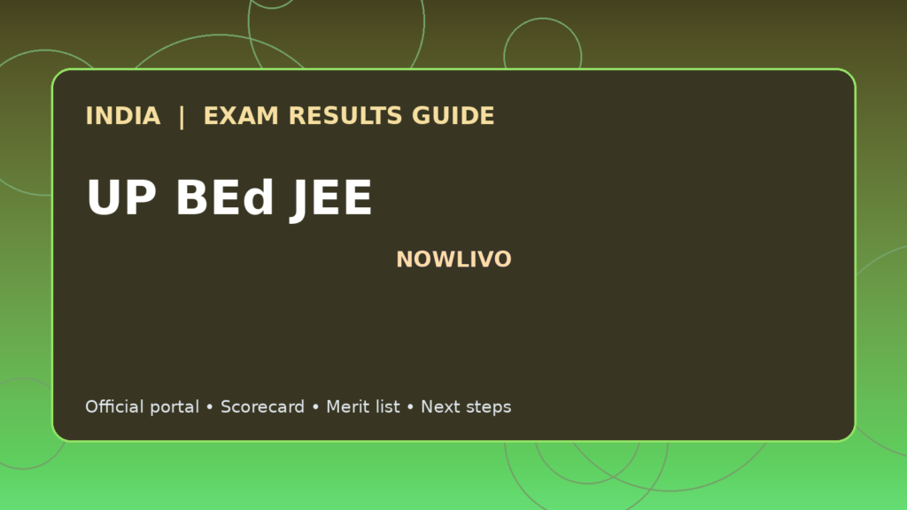 Illustrated NOWLIVO guide to checking UP BEd JEE examination results and official scorecards