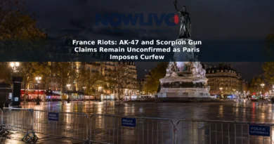 Illustrative nighttime view of a Paris square with police barriers and no visible crowd or weapons