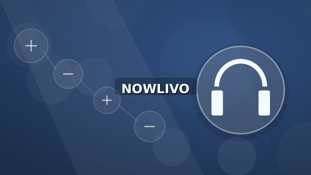 Colourful editorial illustration showing headphones symbolism for audio and connected topics, with centred NOWLIVO watermark.