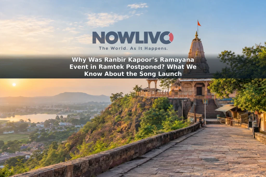 Illustrated quiet temple setting in Ramtek, Maharashtra, representing the location of the postponed Ramayana film event.