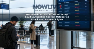 Illustrative airport departures hall with travelers checking flight information during disruptions.