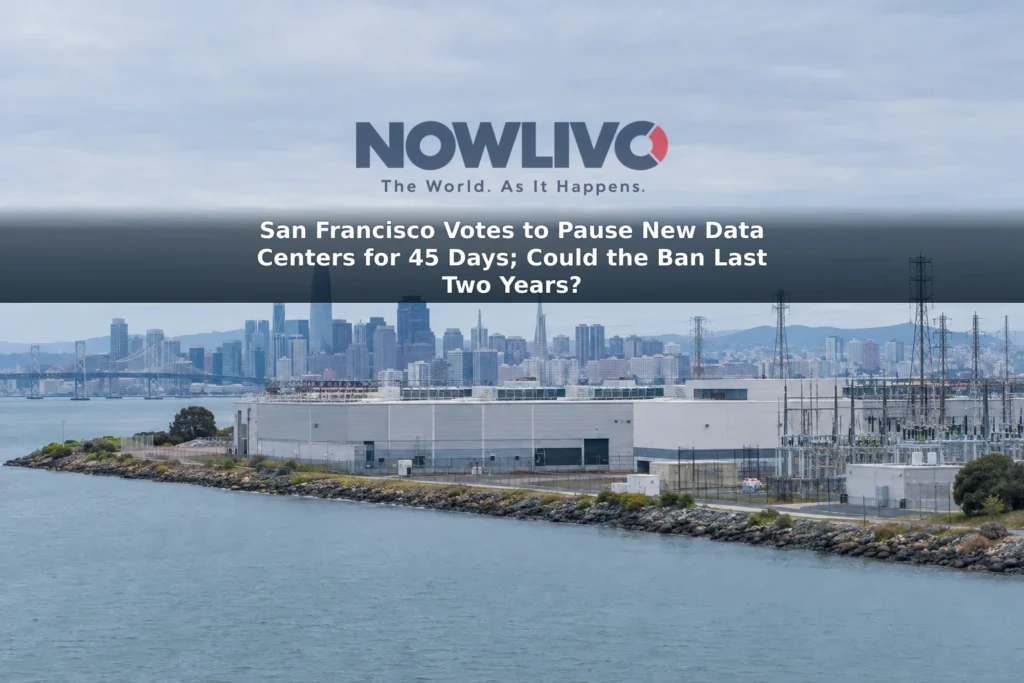 Industrial buildings and electrical infrastructure along San Francisco’s southeastern waterfront, with the skyline in the distance.