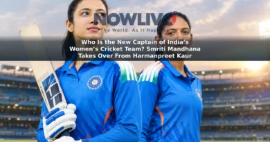 Editorial-style portrait of Smriti Mandhana in the foreground with Harmanpreet Kaur behind her against a cricket stadium backdrop.