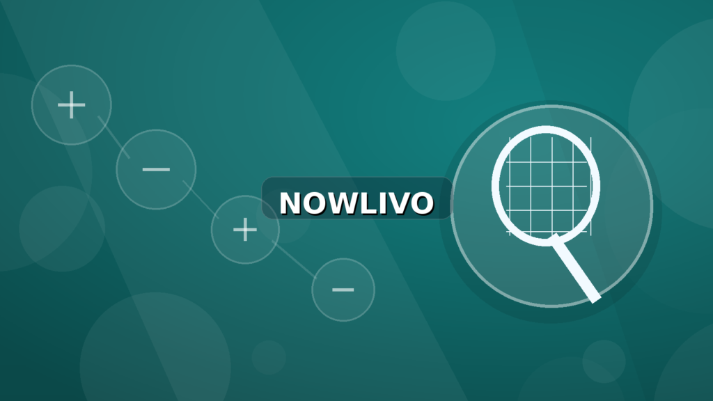 Colourful editorial illustration showing racket symbolism for tennis and connected topics, with centred NOWLIVO watermark.