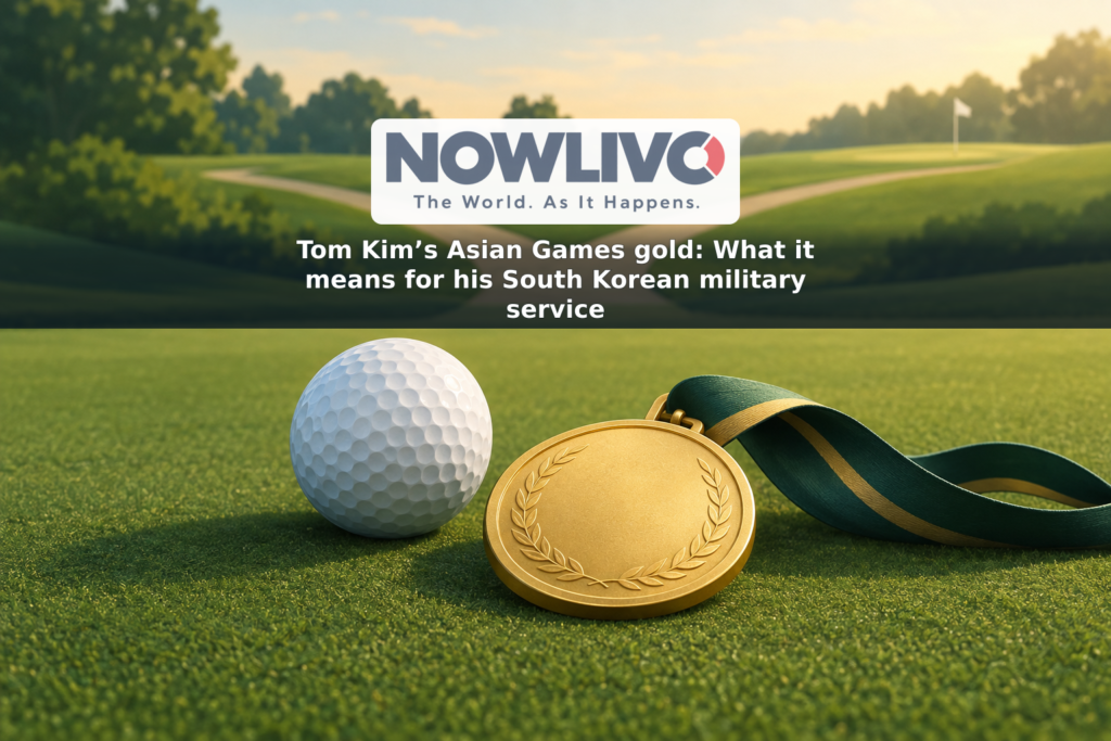 Illustration of a golf ball and gold medal on a green beside a forked path.