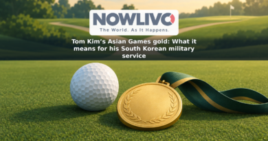 Illustration of a golf ball and gold medal on a green beside a forked path.