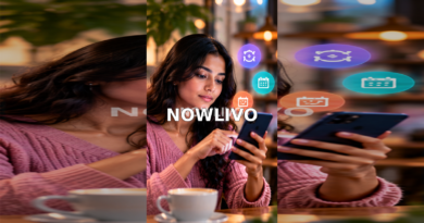 Woman reviewing recurring payments on a smartphone beside colourful subscription symbols