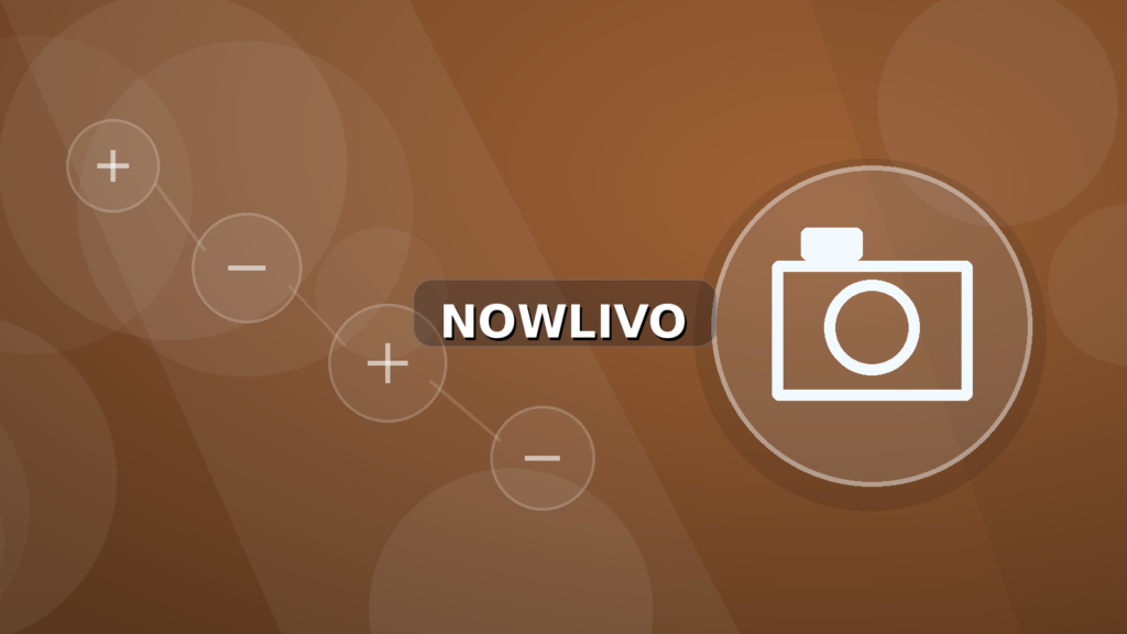 Colourful editorial illustration showing camera symbolism for video and connected topics, with centred NOWLIVO watermark.