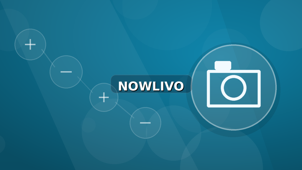 Colourful editorial illustration showing camera symbolism for video and connected topics, with centred NOWLIVO watermark.